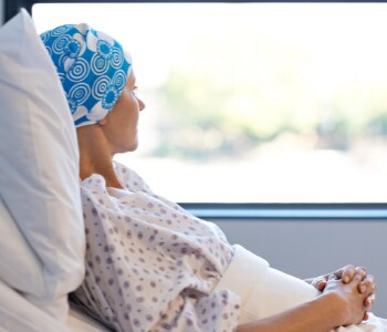 A cancer patient in the hospital receiving palliative care.