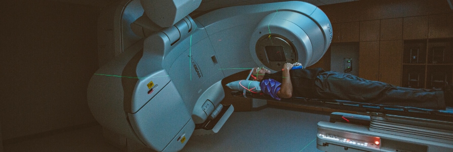 A patient receiving radiation therapy for cancer.