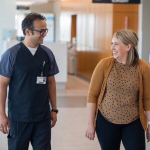 A pulmonary rehabilitation patient working with a respiratory therapist.