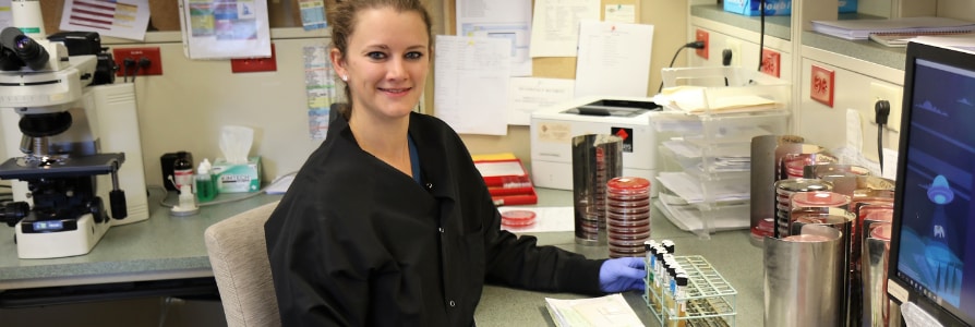 A medical technologist performing lab tests.